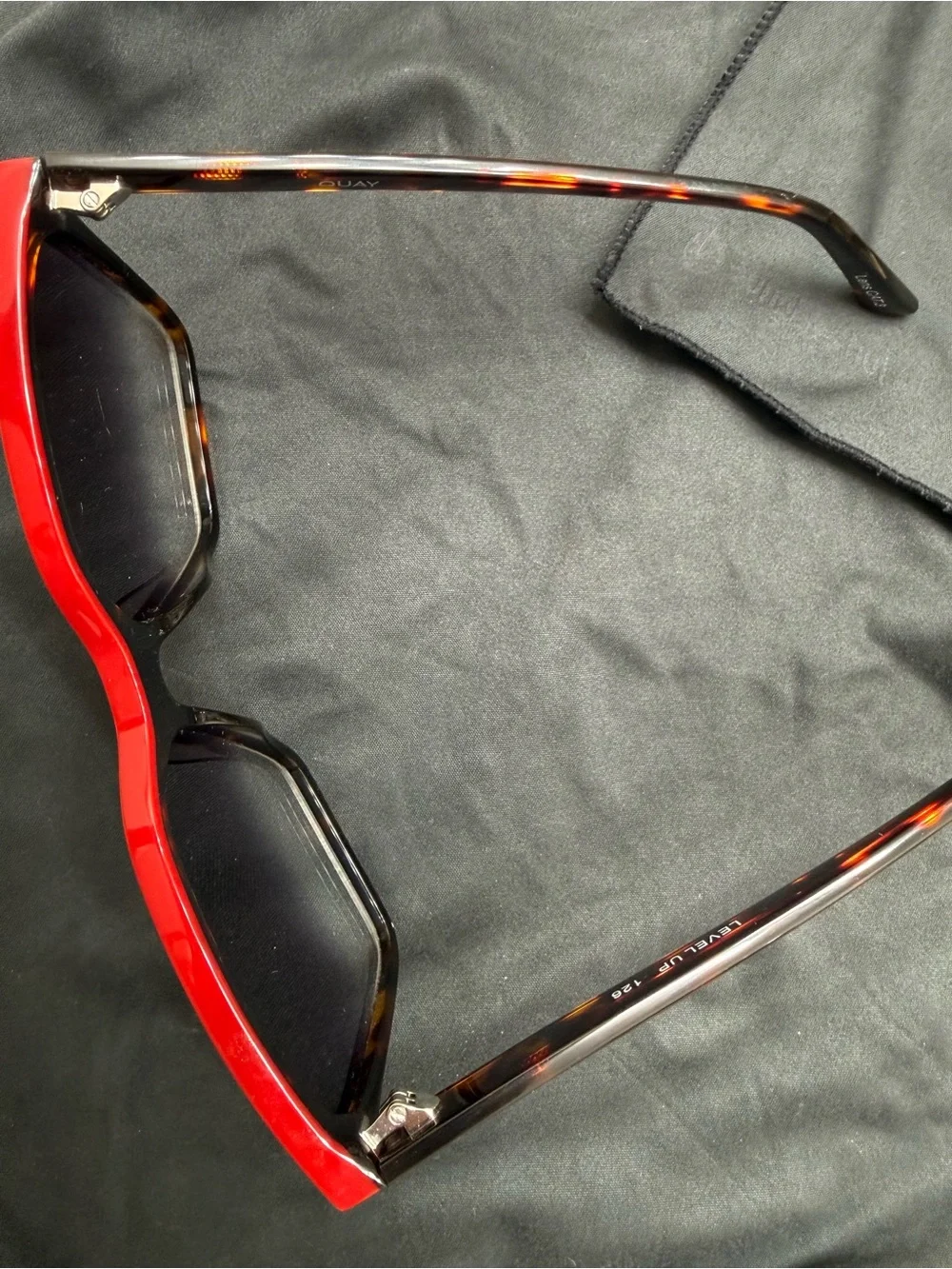 Quay Australia Oversized Square Sunglasses - Tortoiseshell with Red Trim